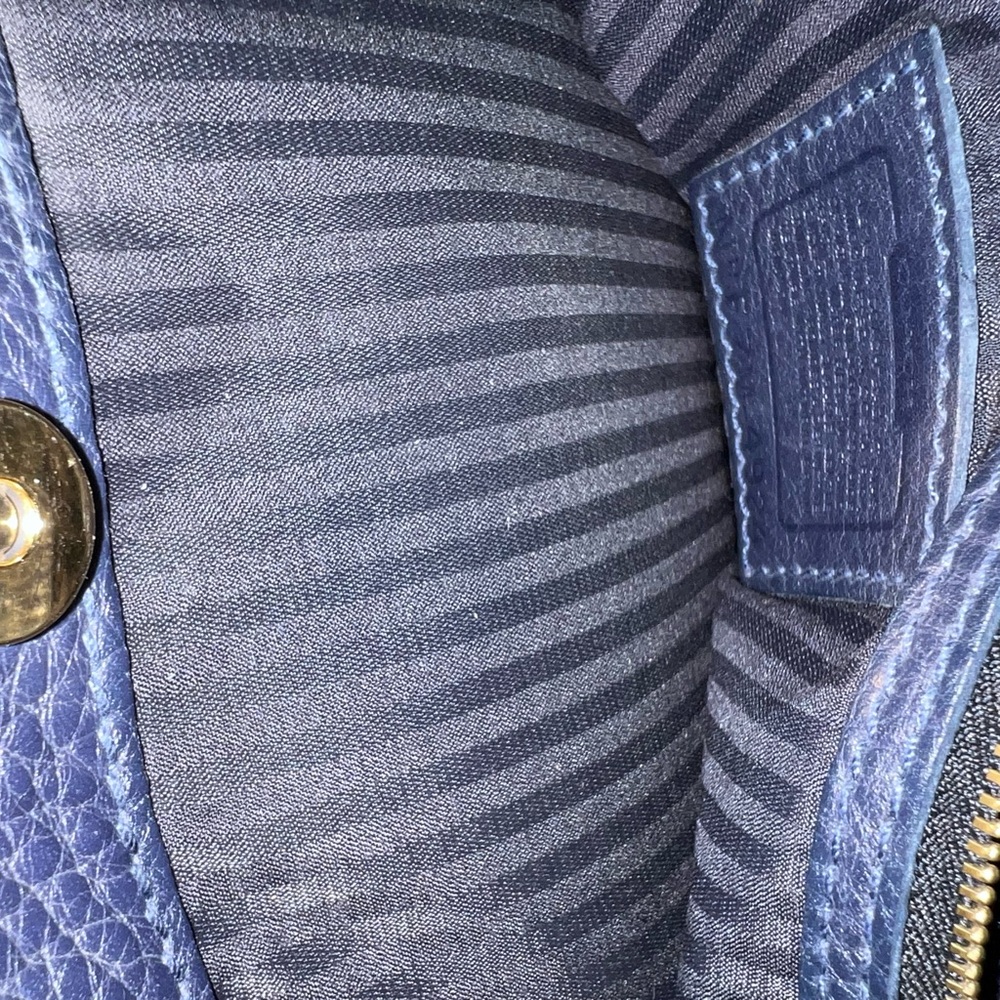 COACH Vintage Sonoma Pocket Zip Crossbody Bag in Navy Blue Pebbled Leather - Picture 11 of 11
